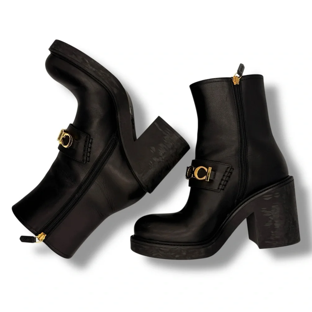 Gucci Logo Ankle Boots Black Leather – EU 37 - Picture 9 of 16